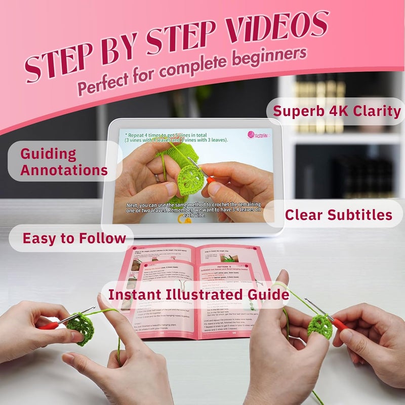 SGIBYN Crochet Kit for Beginners with Step-by-Step Video Tutorials, Granny Squares Beginners Starter Crochet Kit for Women Knitting Kits Learn to Crochet Set (Granny Squares) - Image 4